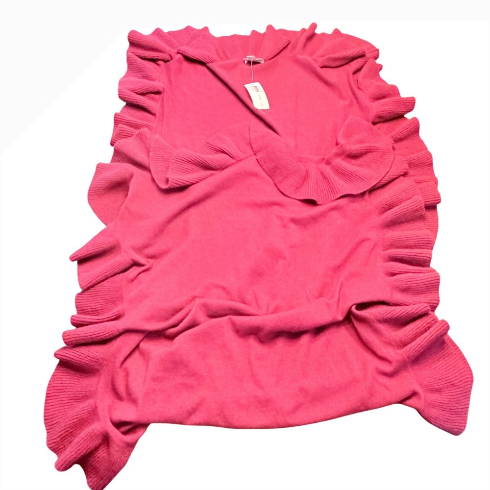 NWT Chicos 100% Cashmere Ruffle Wrap One Size Gifts & Cabernet Quiet Luxury $259
